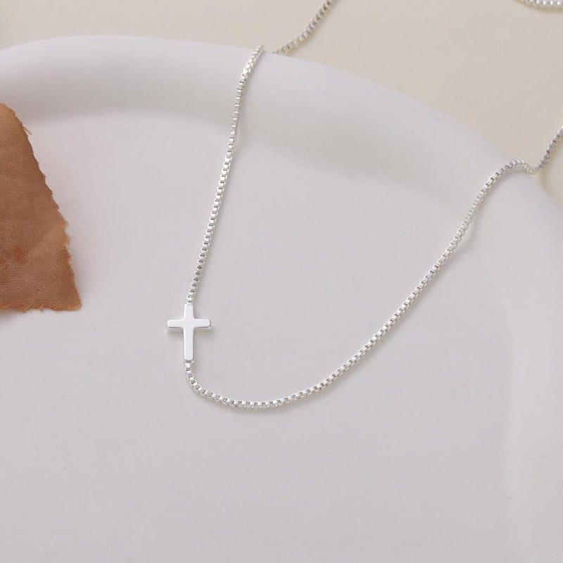 VIROMY Gold Cross Necklace for Women 14K Gold Plated Cute Sidways Cross Pendant Choker Necklaces Simple Trendy Everyday Jewelry for Women - Image 4